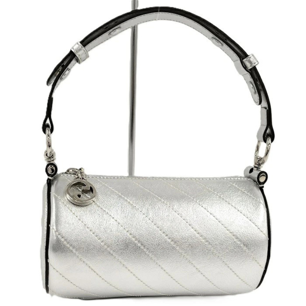 Gucci Blondie shoulder bag metallic silver quilted leather interlocking G